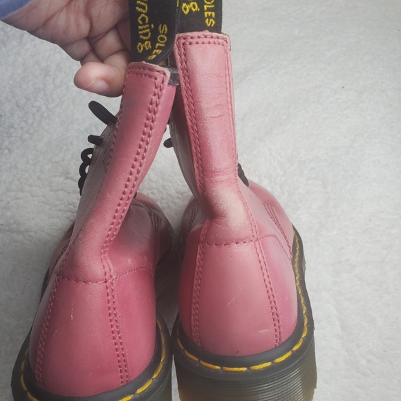 Dr. Martens 1460 Pink Leather Lace Up Chunky Ankle Boots - Picture 7 of 15